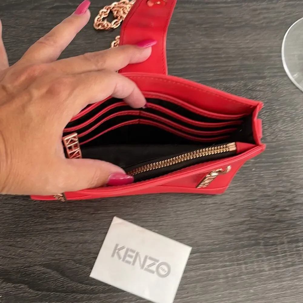 Kenzo Red Crossbody with Rose gold hardware
